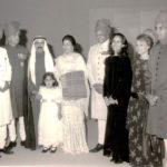 Guests at the opening of the Kuwait National Museum in 1983 (front Left to Right): H H Maharaja Gaj Singh (Bapji) of Jodhpur, Nawab Zulfiquar Ali Khan (Mickey) of Rampur, Sheikh Nasser and his daughter Bibi, Begum Noor Bano of Rampur, Brigadier H H Maharaja Sawai Bhawani Singh (Bubbles) of Jaipur, Sheikha Hussa, Dr. Marilyn Jenkins, and Nawabzada Aimaduddin Ahmad Khan (Durru) of Loharu.